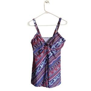 Large Skirted Paisley Print One Piece Swimsuit- New
